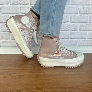 ❤️Converse Run Star Hike Hi Platform Glitter 9.5 Womens Shoes Suede Pink A11578C